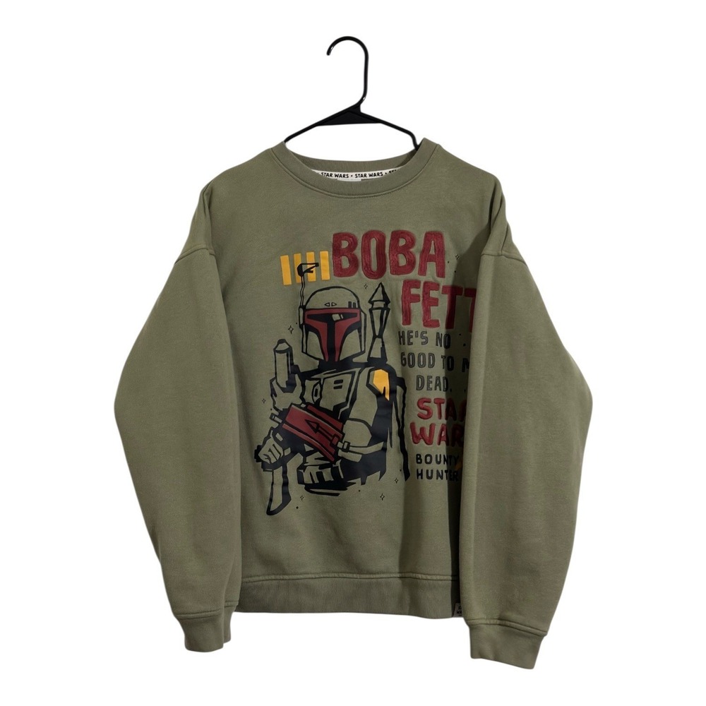 Disney Parks Star Wars Exclusive Boba Fett‎ Graphic Sweatshirt Olive Green Small